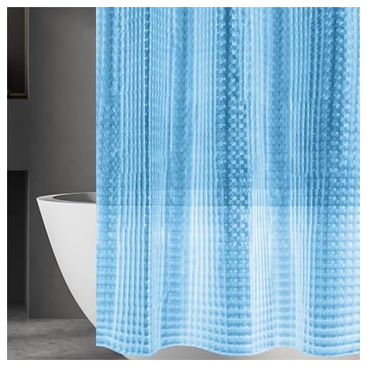 Eazzier Bath Blue 3D Crystal Plastic Shower Curtain Liner, 72x72 Inch Thin Lightweight Ice Cube Plastic Bathroom Shower Showroom Inner Curtain with Rustproof Metal Grommet Holes and Weighted Magnets