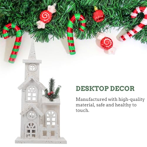 Decoración navideña pequeña de madera con luces LED para escritorios y espacios reducidos 8