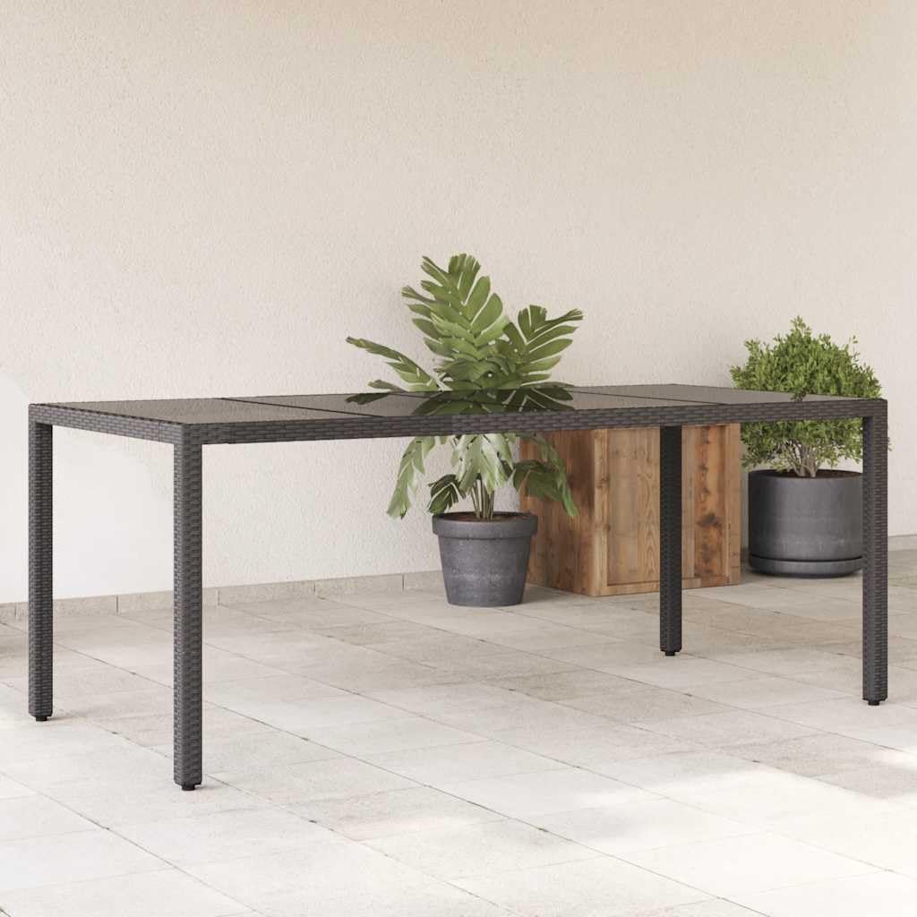 Mesa para comedor exterior grande de poliratán negro ideal para cenas en terrazas y balcones