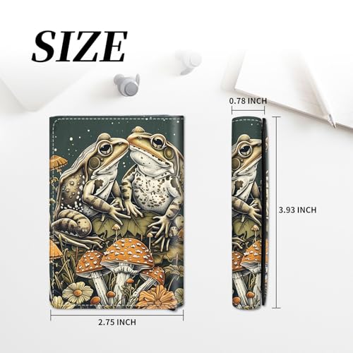 Credit Card Holder Aluminum Auto Pop Up Wallet, Slim Minimalist Credit Card Holder For Men and Women, Leather Card Case Front Pocket Trifold Wallet RFID Blocking Wallets,Cute Frog and Mushroom-13702