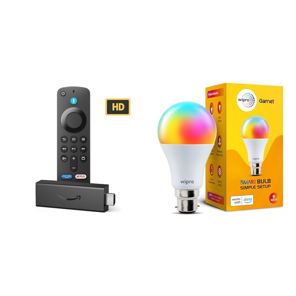 Amazon Fire TV Stick HD Gift twin pack with Wipro 9W Simple set-up LED Smart Color Bulb-image-20