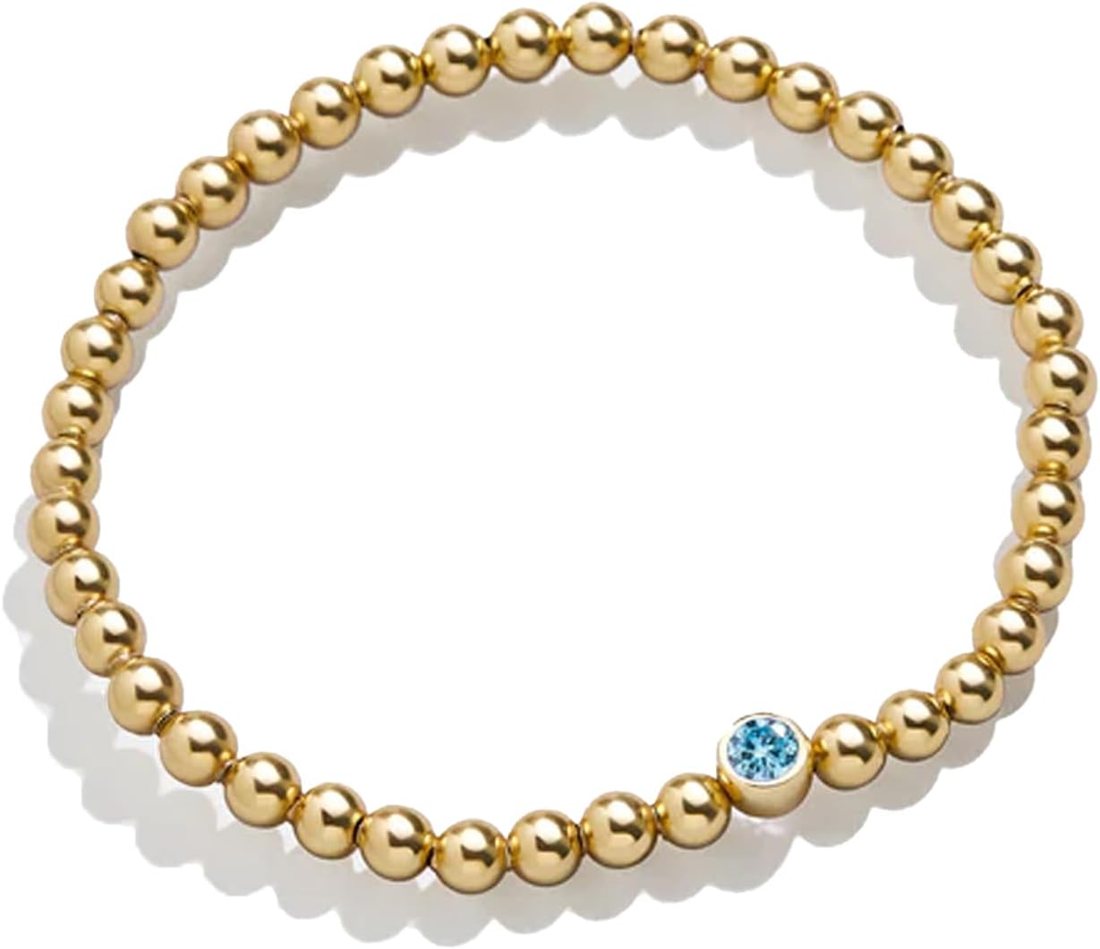 BaubleBar 18K Gold Birthstone Pisa Stretch Bracelet with Cubic Zirconia Stones for Women, Gold Plated Sterling Silver