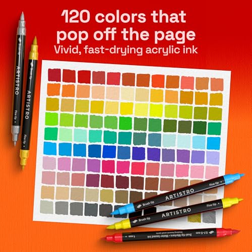 Image of ARTISTRO 120 Acrylic Paint Markers - Paint Pens for Drawing - For Fabric, Rock, Glass, Wood, Molds - Arts & Crafts Gift for Adults, Teens, Kids, Classroom Must Haves & School Supplies