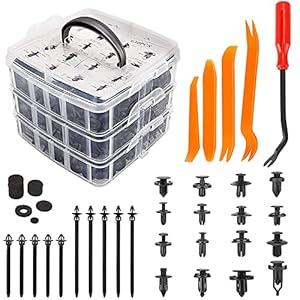 Aodigesa 675Pcs Car Retainer Clips, Bumper Fender Plastic Rivet,16 Most Popular Sizes Nylon Push Pin Set, Auto Body Door Panel Fastener Trim Remover Kit for Toyota GM Ford Honda Acura Chrysler