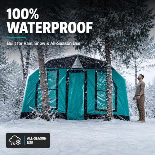 Carpa inflable FARRI OUTDOOR SKY Turquesa 12.5 m2, impermeable, para 8-10 personas, camping familiar todo clima miniatura 5