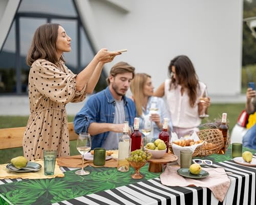 Oudain 8 Pcs Animal Safari Tablecloth Jungle Animal Zoo Theme Party Table Cloth Tropical Leaf Tiger Zebra Giraffe Print Cover for Jungle Safari Birthday Party Decorations by Oudain - Image 5
