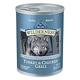 Blue Buffalo Wilderness High Protein, Natural Adult Wet Dog Food, Turkey & Chicken Grill 12.5-oz...