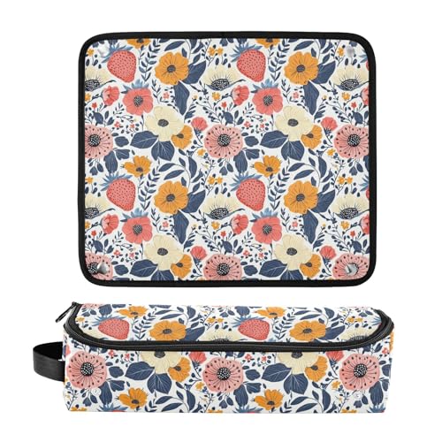 Bolsa de viaje resistente al calor para herramientas de cabello Strawberry Flowers Marble, organizador portátil para planchas y rizadores miniatura 3
