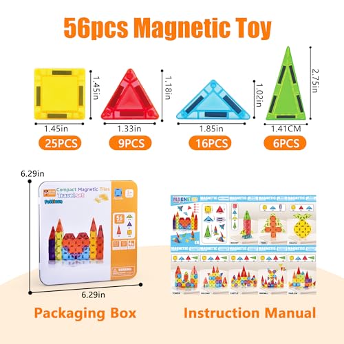 Mini Magnetic Tiles 70PCS - Travel Building Blocks Set for Kids, Portable STEM Toy with Storage Bag, Strong Magnets for Home, Car & Classroom Play — view 5