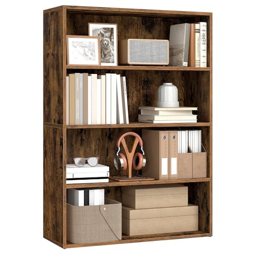 Image of VASAGLE CUSTOS Collection - Bookshelf, 4-Tier Bookcase, Book Shelf, Open Storage Shelf, 9.4 x 31.5 x 42.5 Inches, for Living Room, Home Office, Dining Room, Rustic Brown ULBC174K01