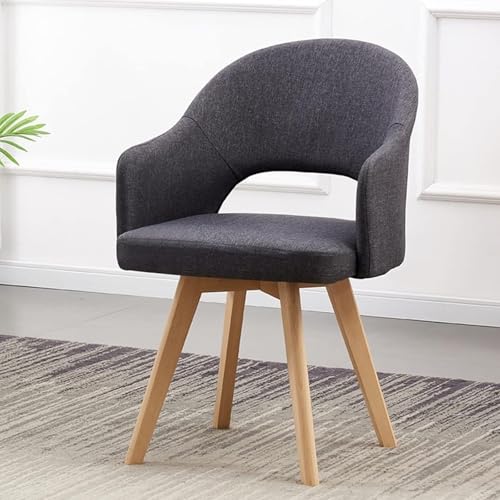 Silla de comedor tapizada, sillón moderno con patas de madera maciza y diseño de respaldo hueco para dormitorio y comedor