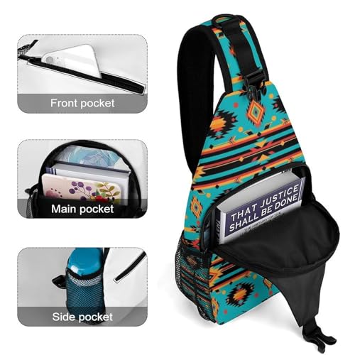 Fashion Dress Decor Sling Backpack Shoulder Bag, Day Pack, Chest Shoulder Bag For Men And Women Southwest Native Indian American Aztec Print4