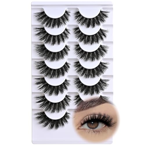 APCYUST Lashes Strips Wispy Fake Eyelashes 4 Styles Mixed Cat Eye Strip Lash False Mink Bulk Eyelash Pack Full Volume Fluffy Cateye Thick Lashes that Looks Like Extensions 3D Big Pestañas Postizas