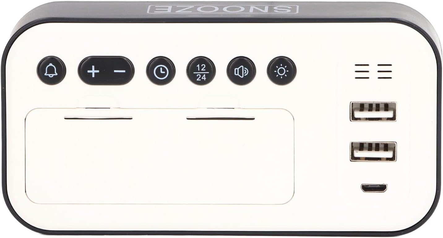 Top view of CHICIRIS LED Digital Alarm Clock showing control buttons and USB ports