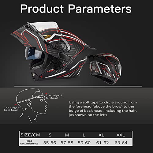 Bluetooth Motorcycle Helmet Modular Moto Helmet Flip Up Motorbike Helmet With Inner Sun Visor Safety Double Lens Dot Approved Helmet Removable Inner Lining, For Men And Women S~Xxl (M(57~58Cm), A) #TOP5