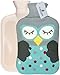 OliviaLiving W&auml;rmflasche, 2 Liter, W&auml;rmflasche, zum Aufheizen und Aufk&uuml;hlen, mit Strickbezug zur Schmerzlinderung, W&auml;rme-K&auml;ltetherapie, Cartoon-Eule (Blau)