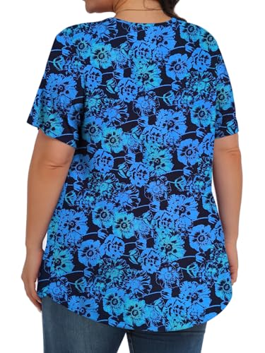 Image of Tencede Womens Plus Size Tops Tunic Short Sleeve Crew Neck Shirts Casual Soft Blouse 1X-5X