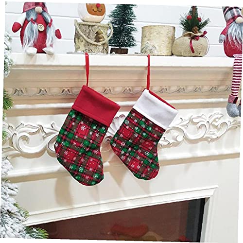 Kerst Kous Xmas Ornament Plaid Gedrukt Sneeuwvlok Patroon Kerst Decor Zilverwerk Houder Kerst Mini Snoep Zakken Home… - Image 6