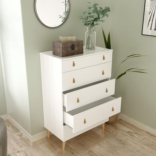 Meyvaser.com Ecommerce Company Cómoda con 5 Cajones, para Dormitorio, Acabado en Color Blanco, Medidas: 80 cm (Ancho) x 120 cm (Alto) x 48 cm (Fondo)