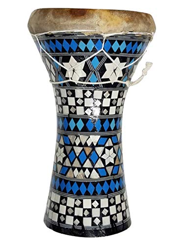 Inlaid Mosaic Wooden Doumbek Darbuka Drum with Goatskin Drum-head by Bethlehem Gifts TM (11 inches)