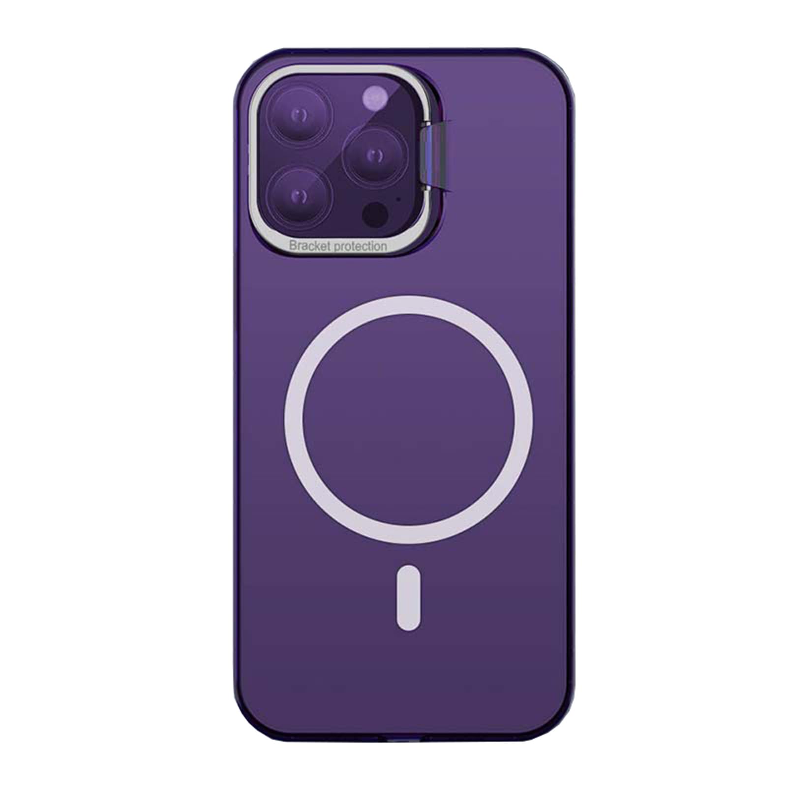 LXURY Magnetyczne etui do iPhone'a 15 Pro Max/15 Pro/15 Plus/15, metalowa podpórka do obiektywu, etui na telefon obsługuje bezprzewodowe ładowanie, matowe ultracienkie etui, fioletowe, 38 cm