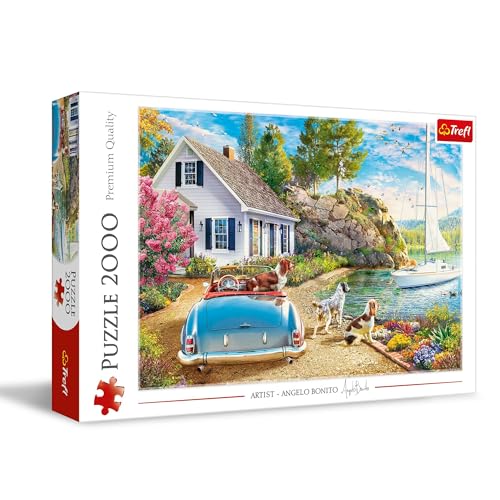 Trefl 27124 2000 Elements Dogs, Summer, Sailing Boat, Modern DIY Puzzle, Creative Entertainment, Fun