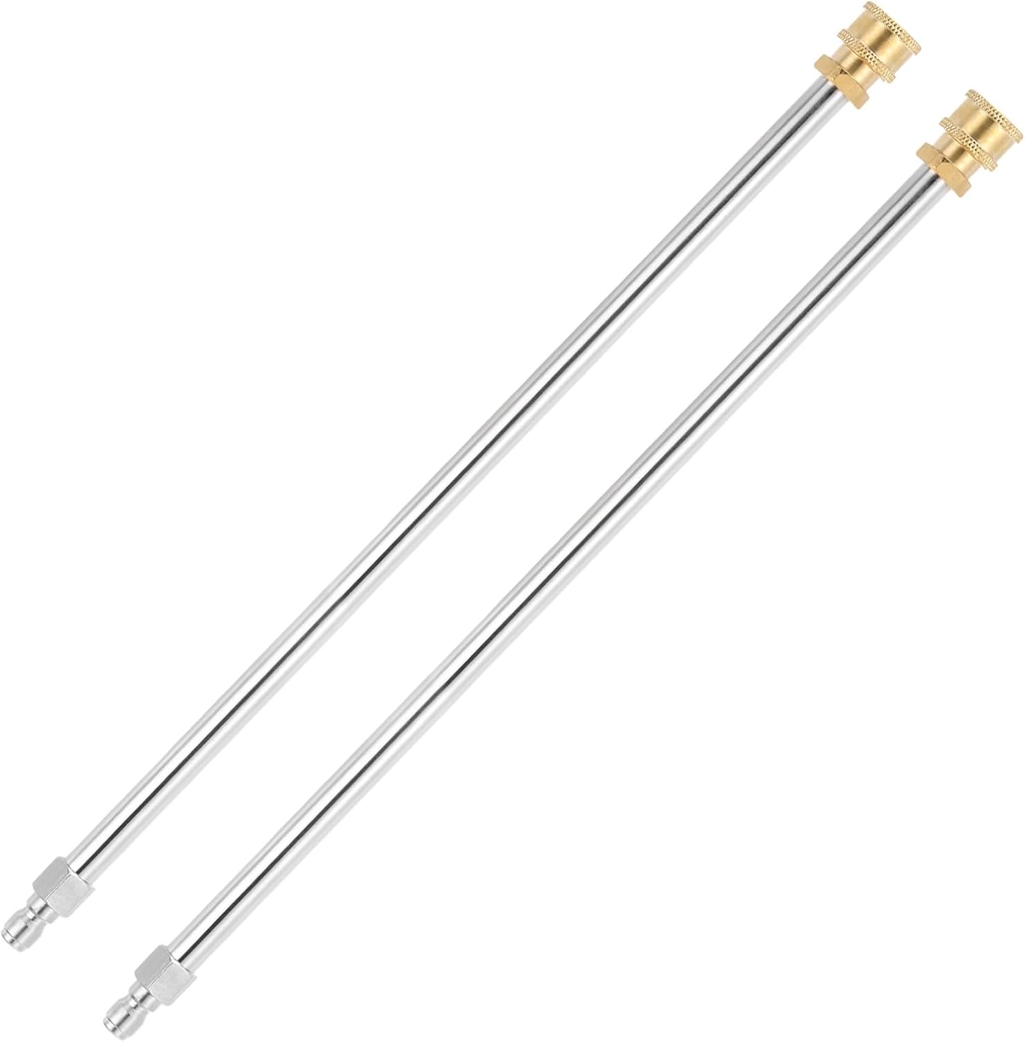 uxcell Pressure Washer Extension Wand, 24 in Stainless Steel Power Washer Lance, Heavy Duty Wands with 1/4" Quick Connect for Roof and Deck Cleaning, 4000PSI, 2 Pack