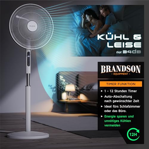 Brandson - DC Standventilator energiesparend ECO - Preisträger 2026 - sehr leise - mit Fernbedienung - Brushless Silent Motor - Oszilation 80° - Ventilator Timer – 12 Stufen 6
