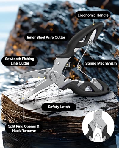 Image of Pawfly 250 Pcs Split Rings and Split Ring Pliers Kit for Fishing | 5 Sizes Fishing Split Rings & Fishing Pliers, Fishing Lure Connectors, Stainless Steel Split Rings for Saltwater & Freshwater