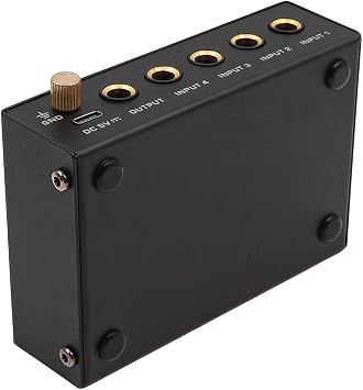 4 Channel Audio Mixer Low-noise Stereo Audio Mixer with Separate Volume Adjustment Power Switch for Microphones Guitars Bass Keyboards Stage Mixer UK