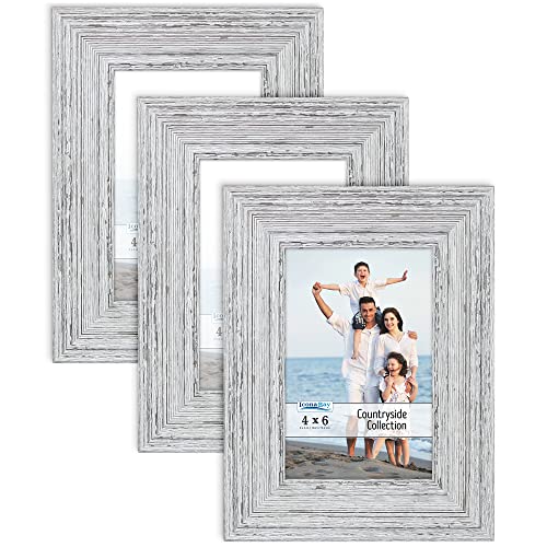 Icona Bay 4X6 Picture Frames (Speckled Gray, 3 Pack), French Country Style Picture Frame Set, Wall Mount Or Table Top, Countryside Collection #TOP12