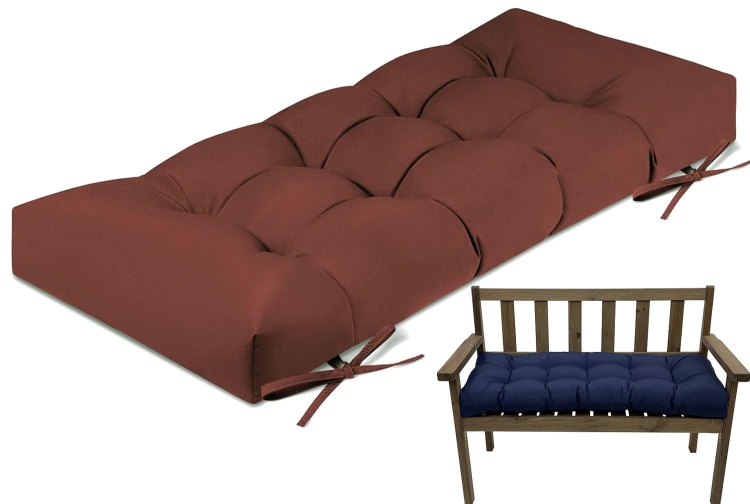 Wodoodporna poduszka na ławkę do użytku na zewnątrz / wewnątrz 50 x 150 cm - miękka poduszka do siedzenia na patio, huśtawkę i paletę - głęboki kolor kawy, idealna do ogrodu i użytku domowego