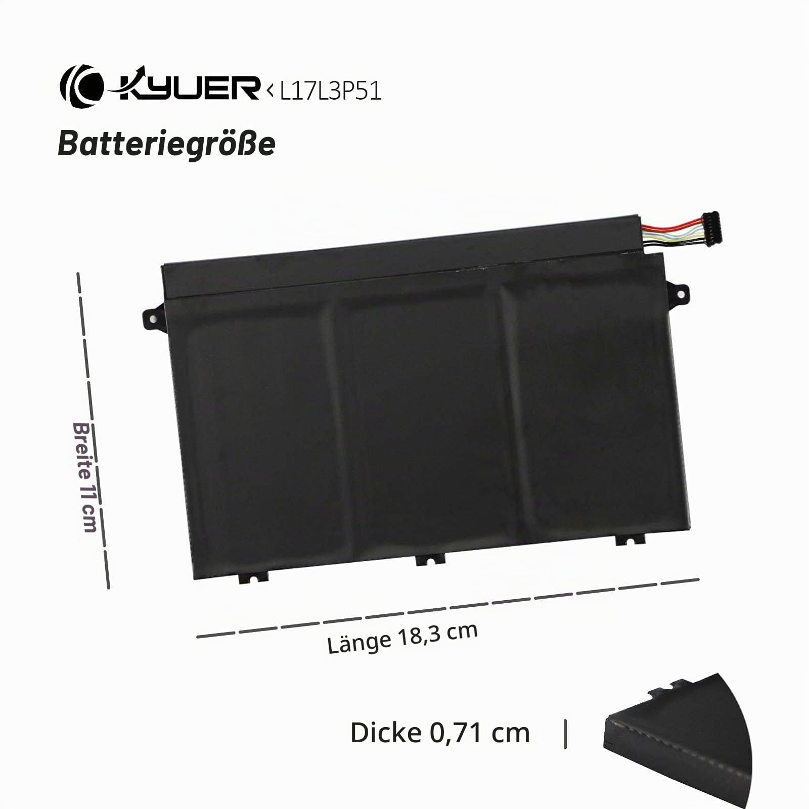 K KYUER 45Wh L17L3P51 L17C3P51 Laptop Akku für Lenovo ThinkPad E480 E485 E490 E495 E580 E585 E590 E595 E14 E15 01AV445 01AV446 01AV447 01AV448 L17M3P52 L17M3P51 SB10K97607 SB10K97608 SB10K97609 3-Cell