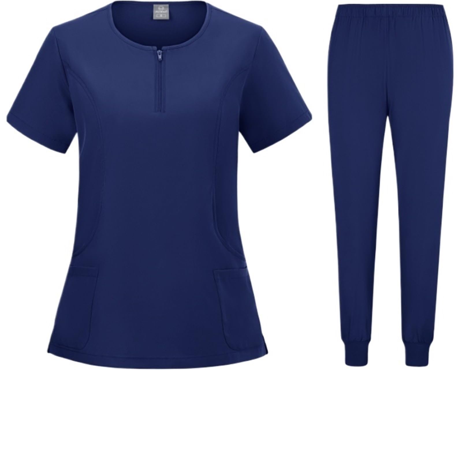 AHUFGN Nurse Scrubs Women Medical Uniform Elastic Scrub Set Hospital Surgical Scrubs Tops Pants Nurse Nursing Workwear Doctors Clothes(Color 6,XL)
