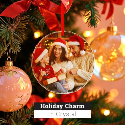 Image of Personalized Christmas Ornaments 2026, Custom Photo Crystal Glass Ornament, Family, Pet, Baby's First Xmas Keepsake, Holiday Tree Decor, Made in USA by Soul Decor