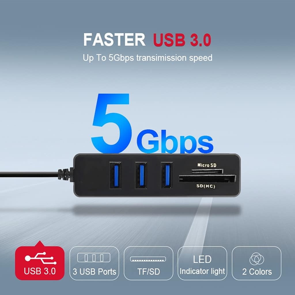 USB Hub 3.0 Multi USB 3.0 Hub USB Splitter High Speed TF SD Card Reader All in for PC Computer Accessories (Color : E) (D)