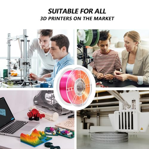 Image of iBOSS Silk Tri-Color Coextruded PLA Plus Filament, 3D Printer Filament Silk Red-Gold-Purple, Silk Magic Triple Color PLA+ Filament 1.75mm±0.02, 1kg /2.2lbs Spool, Fits for Most FDM 3D Printers