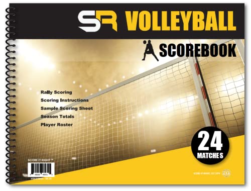 Score It Right Volleyball Scorebook 24 Match Spiral Volleyball Scorebook with Season Totals and Team Roster Sheet Premium Paper Volleyball Score Sheet for Rally Scoring and Detailed Instructions