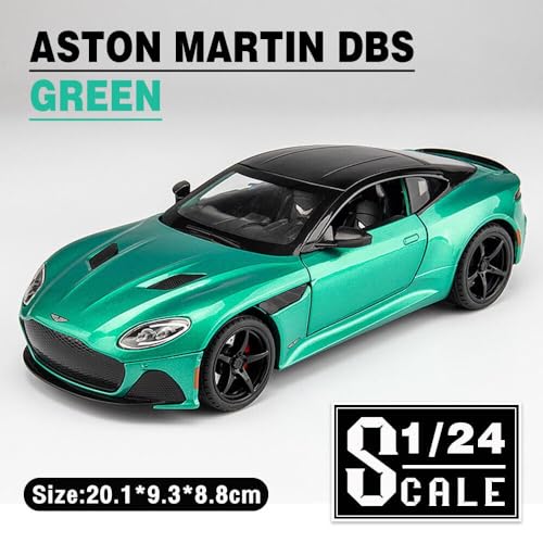 Image of 1:24 Alloy Die Cast Metal Car Scale Model Aston Martin Metal Diecast Car Pullback with Sound Light Toy Car for Kids Best Gifts Toys for Boys. (Green)