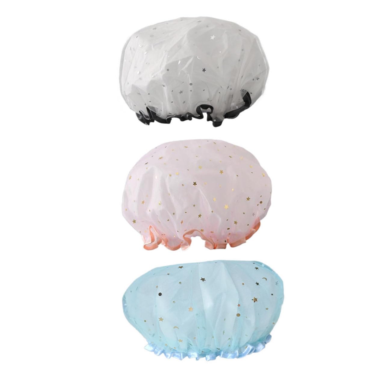 Angoily 15piezas Gorro De Ducha Doble Capa Para Mujer De Pastel Gorro De Baño Reutilizable Para Hogar y Spa