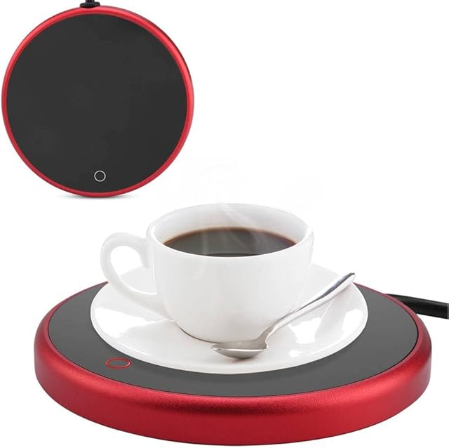 Electric Coffee Mug Warmer, with Touch Screen Switch, 220-240V Electric Cup Warmer Pad for Office Home Coffee, Milk, Tea, Water(UK Plug-Red)