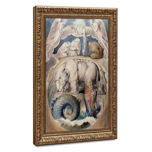 Behemoth And Leviathan William Blake toile imprimée cadre salon 40x61cm