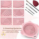 Foldable Silicone Makeup Brush Cleaner Pad Bowl, YalsFTY Portable Mat Scrubber Cleaning Tool for Makeup Brushes (Pink) - Image 3