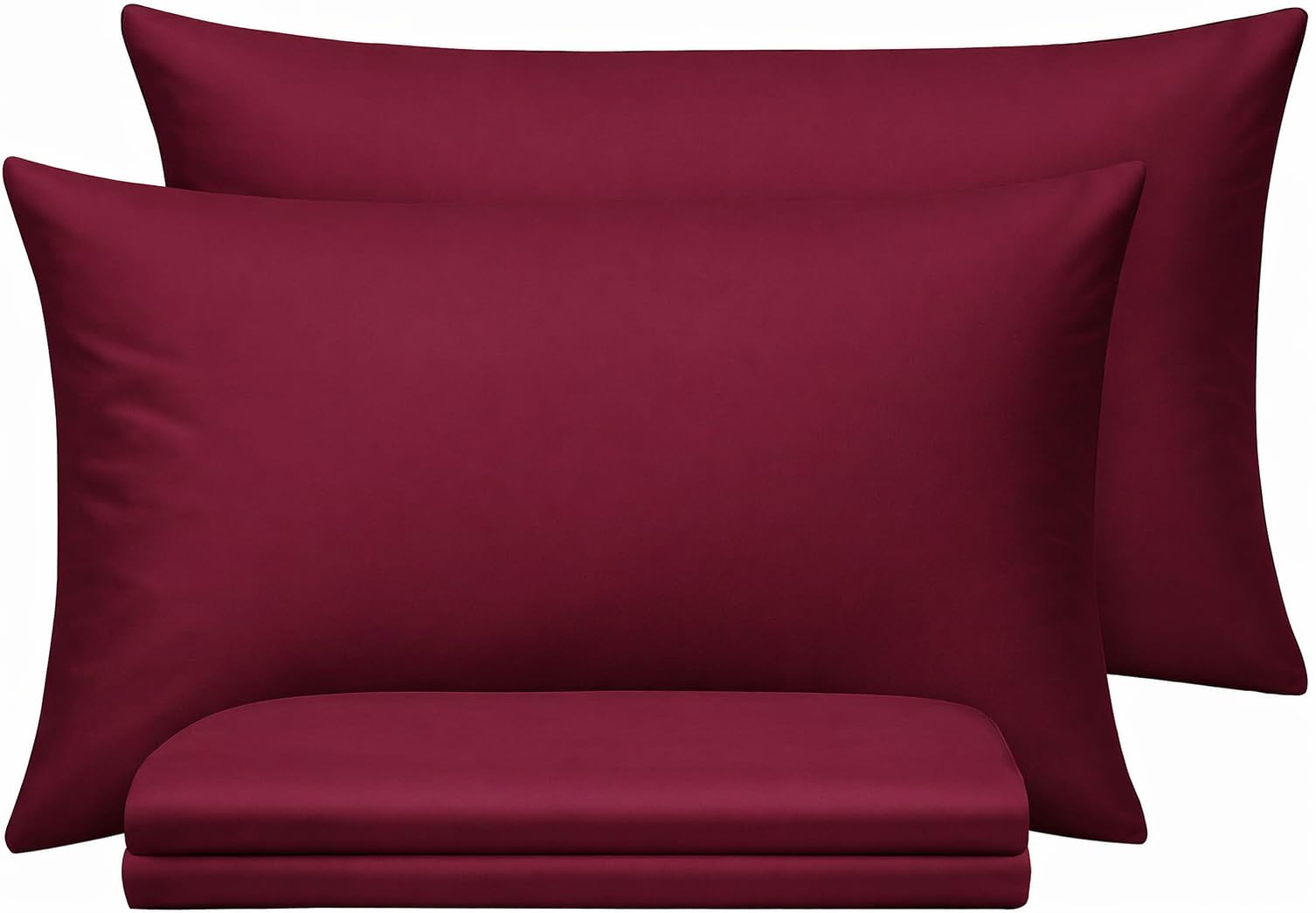 BedLooms Burgundy Pillow Cases 12 Pack Standard Size Brushed Microfiber Super Soft Pillowcases with Envelope Closure, House Wife Pillow Covers Hypoallergenic — image 1