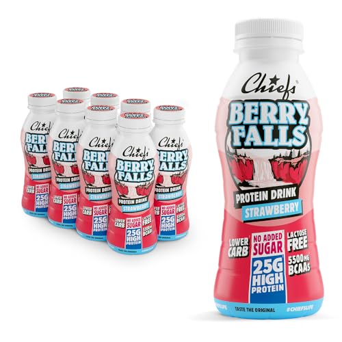 Chiefs High Protein Shake - Erdbeere - kein Zuckerzusatz & je 25 g Protein - Made in Austria, Laktosefrei - Protein Shake für Muskelaufbau, Lower Carb - 8x330ml Protein Drink mit Milcheiweiß Chiefs High Protein Shake - Erdbeere - kein Zuckerzusatz & je 25 g Protein - Made in Austria, Laktosefrei - Protein Shake für Muskelaufbau, Lower Carb - 8x330ml Protein Drink mit Milcheiweiß