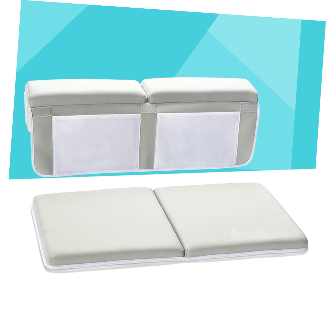 Cuscino Antiscivolo per Ginocchia da Vasca da Bagno con Ventose Forti Pieghevole Tasche Organizer per Shampoo e Giochi Tappetino Confortevole Protezione Ginocchia per Bagno