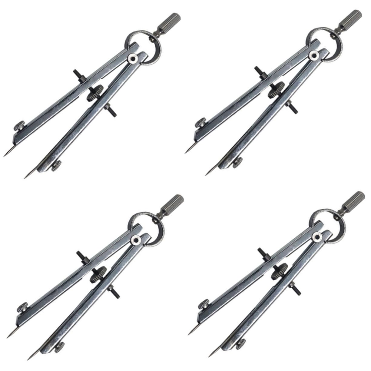 Lurrose 4 Pièces boussoles compas scolaire compas de charpentier boussole pour les maths rapporteur et boussole outils de dessin de boussole outil de dessin de cercle Acier inoxydable