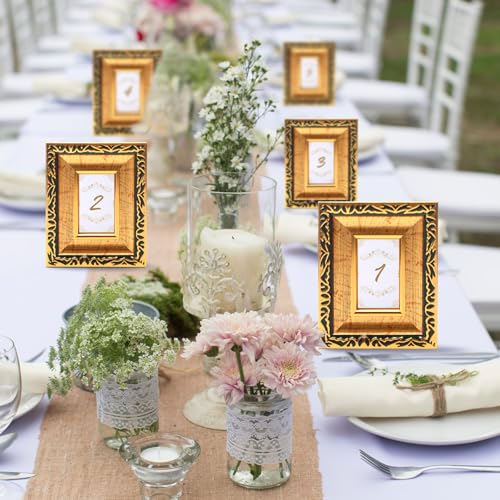Image of 12 Pcs 4x6 Inch Small Picture Frames Bulk Vintage Antique Ornate Retro Baroque Photo Frames with Backboard for Wall Hanging Tabletop Home Decor Wedding Christmas Display