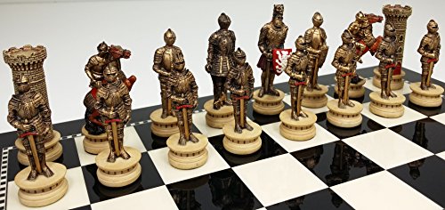 Hpl Medieval Times Crusades Gold And Silver Armored Warrior Knight Chess Men Set - No Board #TOP4