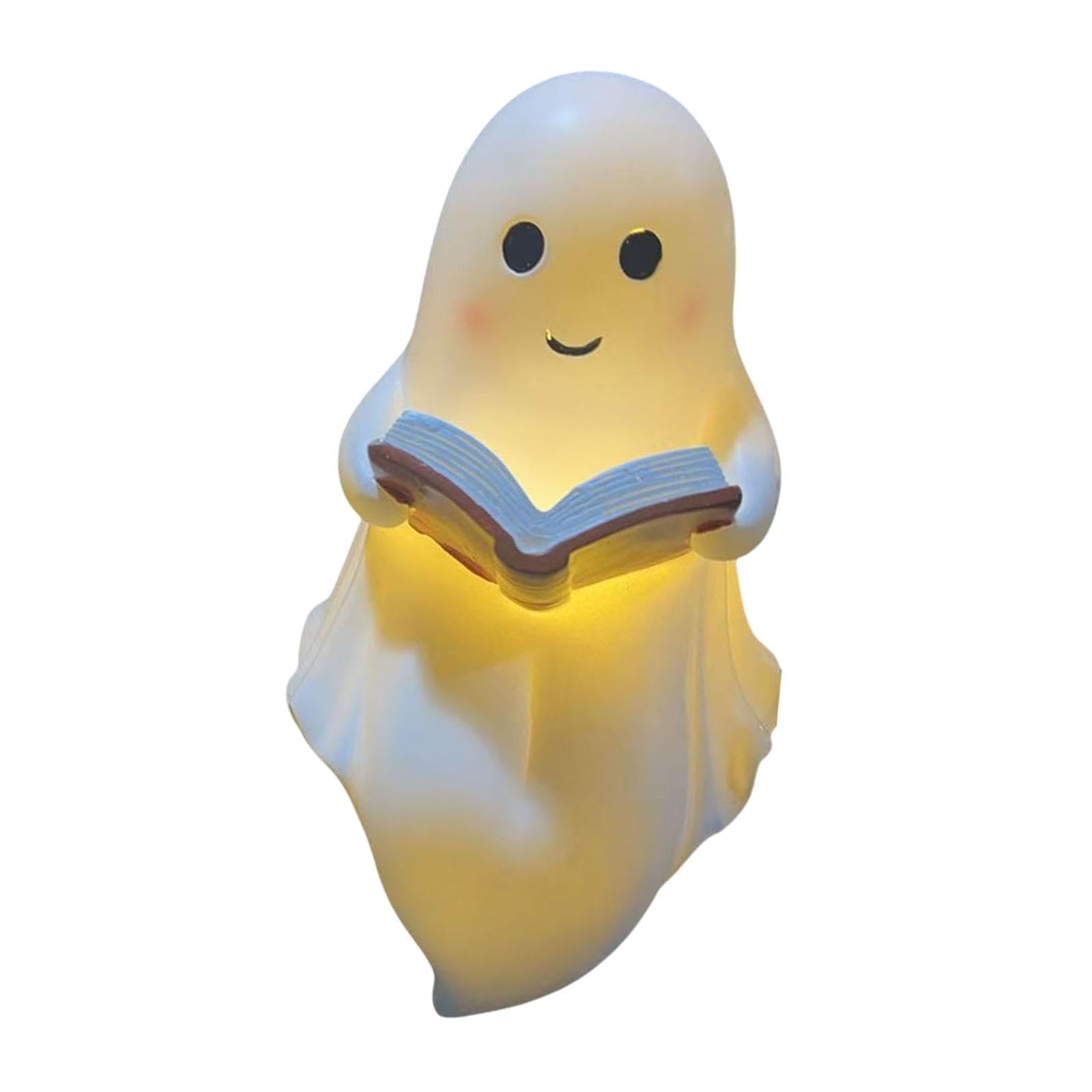 Geist Niedliche Nachtlampe Halloween Leselampe Buchfigur Resin Dekoration Beleuchtung für Wohnzimmer Schlafzimmer Bücherregal für Geschenk